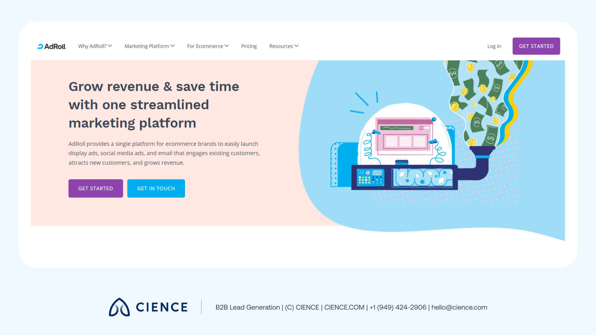 AdRoll B2B programmatic advertising platform with retargeting and account-based marketing capabilities